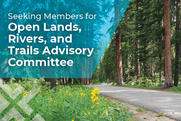 Trail with text - open lands, rivers, and trails advisory committee