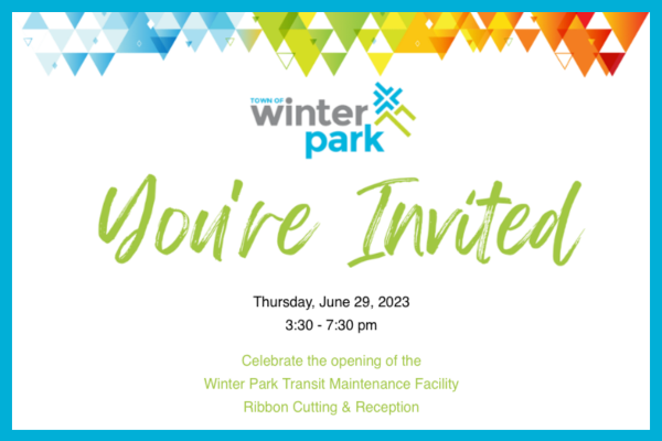 "You're Invited" with details on the Transit Maintenance Facility Ribbon cutting that can be found in the text below.