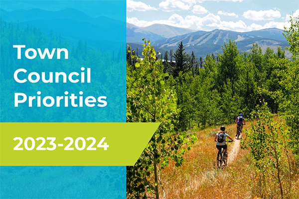 town council priorities graphic with photo of bikers